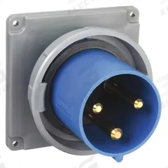 HUBBELL Pin and Sleeve Inlet: Blue, 250V AC, Single Phase, 100 A, 2 Pole, 3 Wire, IEC Grounding (MPN HBL3100B6W). Key specifications — Brand: HUBBELL.