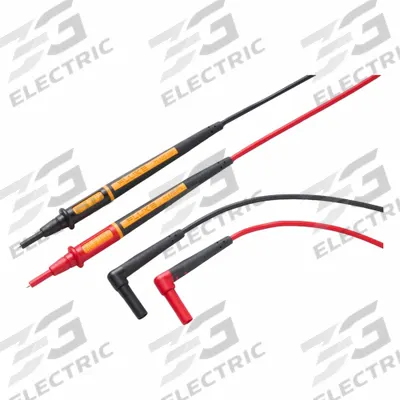 FLUKE Test Leads: CAT II 1000V/CAT III 1000V/CAT IV 600V, Std Probe, Shrouded Banana Plug - Test Leads with Probes