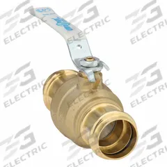 MILWAUKEE VALVE Manual Two-Way Ball Valve: 1 1/4 in, Brass, Straight, Press x Press, Two-Piece (MPN UPBA-480B - 114). Key specifications — Brand: MILWAUKEE VALVE; Handle: Locking Lever.