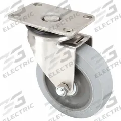 APPROVED VENDOR Plate Caster: Swivel, No Brake, Rubber, 5 in Wheel Dia., 1 1/4 in Wheel Wd, Slot (MPN P12SX-PRP050D-12-SS). Key specifications — Brand: APPROVED VENDOR; Wheel/Tread Color: Gray; Roll Up: Swivel.