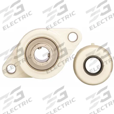 NTN 2 Bolt Flange Bearing: Radial Ball, 1 in Bore, Polymer, Set Screws - Food-Grade Flange-Mount Ball Bearings