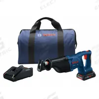 BOSCH Reciprocating Saw Kit: 1 Battery, 1 Charger, 1 1/8 in Stroke Lg, 2,400 Max. Strokes per Minute (MPN CRS180-B15). Key specifications — attr1170520: Brushed; attr1179903: 8 Ah.
