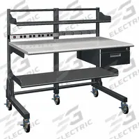 HERGO Medical Workstation: 48 in Overall Wd, 35 in Overall Dp, 49 in Overall Ht, Black/Gray (MPN 95-MIDIW-048). Key specifications — Caster/Glide Type: (5) Locking; Brand: HERGO; Desktop Color: Black; Desktop Material: Laminate; Product Type: Medical Workstation.