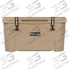 GRIZZLY COOLERS Marine Chest Cooler: Tan, 72 Cans, 60 qt Cooler Capacity, 6 day Ice Retention (MPN 4400019). Key specifications — Brand: GRIZZLY COOLERS; Drain Plug: Not Included; Wheels Included (FILTER): No.