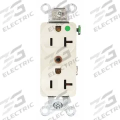 HUBBELL Receptacle: Hospital Grade Fed. Spec., Duplex, 5-20R, Light Almond, 125V AC, 20 A (MPN HBL8300HLA)