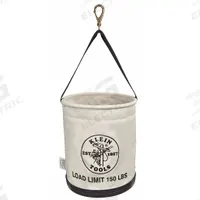 KLEIN TOOLS Bucket Bag: 15 in H, Off-White, Canvas, 1 Pockets, Open Top (MPN 5109SLR). Key specifications — attr1118525: KLEIN TOOLS; attr1118517: Drain Holes; attr1125037: Off-White; attr1118507: Single Handle With Snap Hook; attr1125041: Canvas; attr1203718: Yes.