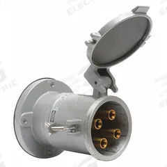 HUBBELL Pin and Sleeve Receptacle: Gray, 250V DC/600V AC, Three Phase, 100 A, 3 Pole, 4 Wire (MPN HBL5100RS1WR). Key specifications — Brand: HUBBELL.