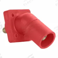 Single Pole Receptacle: Red, Angled Taper Nose Mating, Threaded Stud Termination, 600V AC/600V DC (MPN 16R29-UR). Key specifications — Series: 16; Receptacle Gender: Male; Brand: LEVITON.