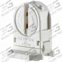 LEVITON Lampholder: Lamp Holder, Miniature Bi-Pin (G5), 120 W Watt, 600V AC Volt, White (MPN 13654-SNP). Key specifications — attr234509: Miniature Bi-Pin (G5); attr234515: 600V AC; attr327041: Lamp Holder; attr239872: LEVITON; attr234516: White; attr234535: Low Profile Style.