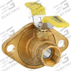 WEBSTONE Manual Two-Way Ball Valve: 3/4 in, Brass, Straight, FIP x Flange, Full Port Ball Port (MPN 41403). Key specifications — Brand: WEBSTONE; Handle: Tee.