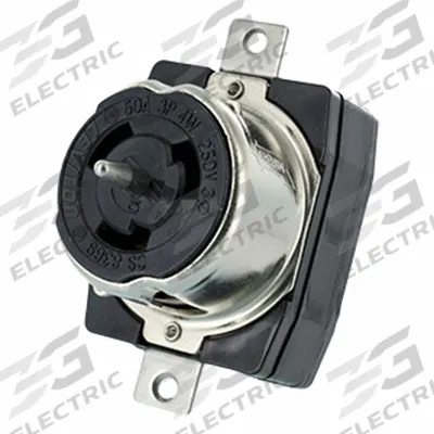 LEVITON Locking Receptacle: Non-NEMA, Black, 250V AC, 50 A Current Rating, 3 Poles - General Purpose Receptacles