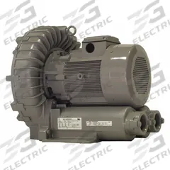 FUJI ELECTRIC Regenerative Blower: 6.7 hp, 129.6 in wc Max Op Pressure, 99 in wc Max Vacuum (MPN VFZ701A-7W). Key specifications — attr49842: Three; attr49816: FUJI ELECTRIC; attr49813: VFZ701A-7W; attr49822: 17.6/8.1 A; attr49827: Female; attr49830: NPT; attr49833: NPT; attr49845: 230/460V AC.
