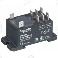 SCHNEIDER Enclosed Power Relay: DIN-Rail & Surface Mounted, 30 A Current Rating, 120V AC, DPDT (MPN RPF2BF7). Key specifications — attr211321: SCHNEIDER; attr864598: Square; attr864602: DIN Rail & Top Flange; attr864634: 1/4 in Tab Terminal; attr864642: RPF2BF7; attr869492: 3 A at 28V DC (NC IEC); attr934629: Harmony™ RPF Power Series.