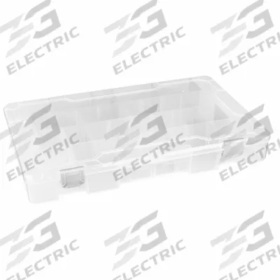 FLAMBEAU Compartment Box: 9 1/8 in x 14 1/4 in x 2 in, Clear - Small Parts Compartmented Boxes with Adjustable Dividers