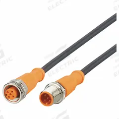 Double-Ended Cordset: M12 Male Straight X M12 Female Straight, 5 Pins, Black, PUR, 5 m Cable Lg (MPN EVC059). Key specifications — Cable Jacket Color: Black; End 1 Gender: Male; End 1 Mounting Orientation: Straight; End 2 Gender: Female; End 2 Mounting Orientation: Straight; End 2 Connection Type: M12; IP Rating: IP68; Brand: IFM.