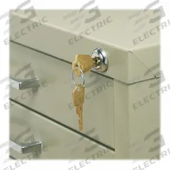 SAFCO PRODUCTS Vertical File Lock Kit: Silver, 7/8 in Overall Ht, 7/8 in Overall Dp, Steel, Chrome (MPN 4981). Key specifications — attr988670: Chrome; attr988694: Steel; attr988652: SAFCO PRODUCTS; attr988656: Silver.