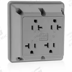 LEVITON Receptacle: Quad, 5-20, Gray, 125V AC, 20 A, 2 Pole / 3 Wire (MPN 21254-GY)