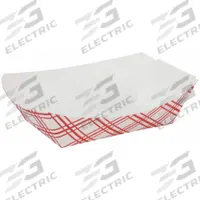 APPROVED VENDOR Disposable Food Tray: 1 Compartments, 1 1/4 in Ht, 4 1/4 in Wd, Red, 1,000 PK (MPN EFT25). Key specifications — Brand: APPROVED VENDOR; Microwave Safe: Yes; Pattern: Plaid; Shape: Rectangular; Tray Type: Food Tray.