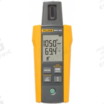 FLUKE Irradiance Meter: 100 W/sq m Irradiance Measurement - Min, 0° to 360°, LCD - Solar Irradiance Meters