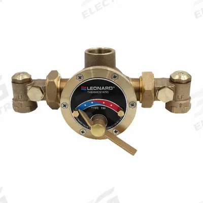 LEONARD VALVE Thermostatic Mixing Valve: 1 1/4 in Inlet Connection Size, NPT - Point-of-Source Mixing Valves
