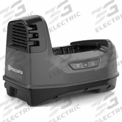 HUSQVARNA Battery Charger: For 93.6V DC Battery Volt, Rapid, 4 Ah Battery Capacity Charged in 1-Hour (MPN C900X PACE). Key specifications — Charger Input Voltage: 120V AC; Charging Port Voltage: (4 )24V; For Battery Voltage: 93.6V DC.