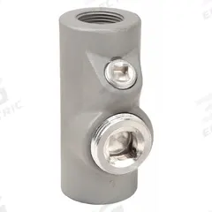 Sealing Fitting - Vertical and Horizontal: Aluminum, 1 1/4 in Trade Size, Female, EYSEF (MPN EYSEF125AL). Key specifications — Brand: APPLETON ELECTRIC; Finish: Powder Coated; Connection Type: Threaded; Thread Gender: Female; Ends - Hazardous Fittings: 1-1/4 in FNPT x 1-1/4 MNPT; Material: Aluminum; Hazardous Location Rating: Class II, Division 1 and 2, Groups E, F, G; Thread Type: NPT.