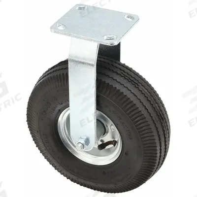 APPROVED VENDOR Plate Caster: Rigid, Steel, 10 in Wheel Dia., 3 in Wheel Wd - Plate Casters with Pneumatic Wheels
