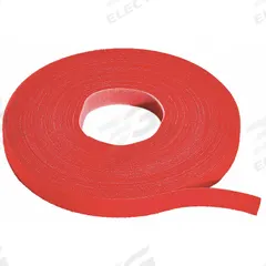 RIP-TIE Hook-and-Loop Cable Tie Roll: 75 ft Lg, 0.75 in Wd, 50 lb Tensile Strength, Red (MPN W-75-MRL-RD). Key specifications — Color: Red; Material: Polyethylene; Brand: RIP-TIE.