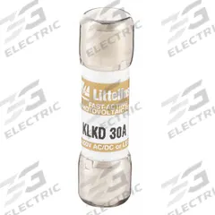 LITTELFUSE Fuse: KLKD Series, Midget, Fast-Acting, 30 A, 600 V AC, 600 V DC, 13/32 in x 1 1/2 in (MPN KLKD030). Key specifications — attr1287209: KLKD; attr211192: LITTELFUSE.