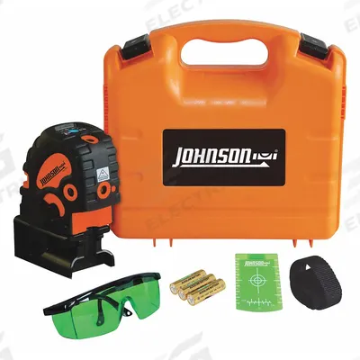 JOHNSON LEVEL Line and Dot Laser: 2 Lines and 5 Dots, Green Beam, 0 Planes, Horizontal/Vertical - Cross-Line & Dot Laser Levels