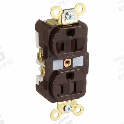 HUBBELL Receptacle: Duplex, 5-15, Brown, 125V AC, 15 A, 2 Pole / 3 Wire (MPN HBL5262) - General Purpose Receptacles