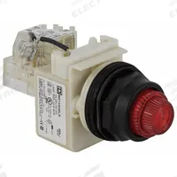 SCHNEIDER ELECTRIC Pilot Light: 30 mm Panel Mounting Size, Red, LED, 9001SK Series (MPN 9001SKT35LRR31). Key specifications — Series: 9001SK; Brand: SCHNEIDER; Includes Push-To-Test: Push-To-Test Included.