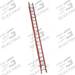 WERNER Extension Ladder: 36 ft Ladder Size, Fiberglass, 300 lb Load Capacity, 81 lb Wt, 2 Sections (MPN D6236-2). Key specifications — Color: Orange; Brand: WERNER; Included Features: Rope and Pulley; Removable Fly: Removable.
