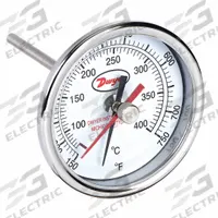 DWYER Min/Max Dial Thermometer: 150°F to 750°F to 65.5°C to 398.9°C, +/- 2% Accuracy, 3 in Dial Dia (MPN BTM3258D). Key specifications — Brand: DWYER; Accuracy: +/- 2%.
