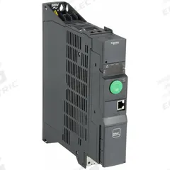 SCHNEIDER Variable Frequency Drive: In Phase Three, Out Phase Three, 1 hp, IP20, No Bypass, Book (MPN ATV320U07N4B). Key specifications — Style: Book; Color: Black/Blue/Gray; Output Phase: Three.