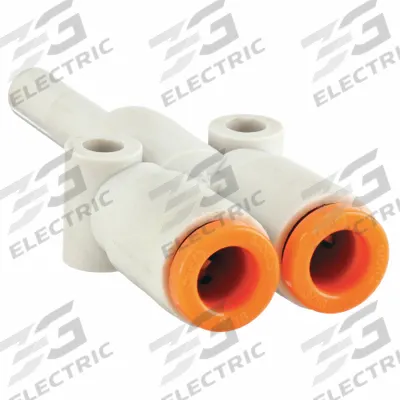 SMC Push-Fit Wye Fitting: 3/16 in OD x 3/16 in OD x 3/16 in OD Size - Polybutylene & Brass Tube Fittings