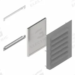 HAMMOND Replacement Filters: Aluminum, 4.375 in Overall Ht, 4 in Overall Wd, Louvered Vent Kit (MPN LFK66). Key specifications — Brand: HAMMOND; Compatible with Product Type: Louvered Vent Kit; Manufacturer Part Number: LFK66; Material: Aluminum.