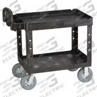 RUBBERMAID COMMERCIAL PRODUCTS Utility Cart: 500 lb, 2 Shelves, 37 in L x 25 in W Self, Black (MPN FG452010BLA). Key specifications — Shelf Color: Black; Brand: RUBBERMAID COMMERCIAL PRODUCTS; Caster/Wheel Configuration: (2) Rigid.