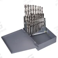 CHICAGO-LATROBE Jobber Length Drill Bit Set: 21 Pc, 1/16" to 3/8" by 64ths, 118° Point, HSS, LH (MPN 69882). Key specifications — Drill Bit Case Type: Metal Index.