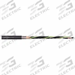 CHAINFLEX Motor Cable: 12 AWG, 5 Conductors, Order by the Foot, PVC Jacket, 1,000 V (MPN CF31-40-05). Key specifications — Conductor Material: Copper; Conductor Configuration: Single; Minimum Bend Radius Factor - Fixed: 4 x OD; Minimum Bend Radius Factor - Flexible: 6 x OD; Includes Ground: Yes; Minimum Bend Radius Factor - E-Chain: 7.5 x OD; Resistance Properties: UV/Sunlight Resistant; Standards: CF240.02.24 ISO Class 1 (Outer Jacket Material).