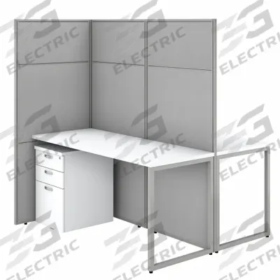 BUSH BUSINESS FURNITURE Modular Cubicle Workstation: 66 in Overall Ht, 60 in Overall Wd - Office Cubicles with Privacy Panels