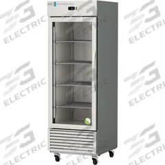 AMERICAN BIOTECH SUPPLY Lab Refrigerator: 25 cu ft, Upright, 3°C to 8°C, 33 5/8 in Overall Dp, Glass (MPN ABT-HC-SSR-25G-LH). Key specifications — Door Opening Style: Left; Color: Gray/Silver; Alarm Type: Temperature; Manufacturer Part Number: ABT-HC-SSR-25G-LH; Brand: AMERICAN BIOTECH SUPPLY; Product Type: Lab Refrigerator; Door Type: Glass; Refrigerant Type: R-290.