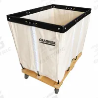 GRAINGER Basket Truck: 24.9 cu ft, 600 lb, 47 in L x 31 in W x 36 in H, White, Wood, Assembled (MPN 33W337). Key specifications — Brand: GRAINGER; Liner Color: White; Caster/Wheel Configuration: (4) Swivel; Assembled/Unassembled: Assembled.