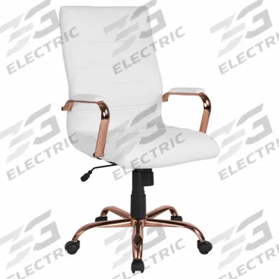 FLASH FURNITURE Office Chair: Whitney, White, Faux Leather Material, 23 in Back Ht - Fixed-Arm Office Chairs