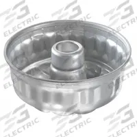 CHICAGO METALLIC Cake Pan: Aluminum, Glazed, Solid, 7 7/16 in Overall Dia, 3 in Overall Dp, Silver (MPN 47645). Key specifications — Bead Closure: Closed Bead; Coating: Glazed; Pan Style: Fluted Bundt Cake Pan; Perforation: Solid; Brand: CHICAGO METALLIC; Color: Silver; Material: Aluminum; NSF Certified: No.
