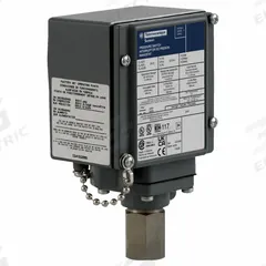 TELEMECANIQUE SENSORS Pressure Switch: 90 psi – 2,900 psi, 9012G Series, 1 Pressure Connection Ports (MPN 9012GCW2). Key specifications — Brand: TELEMECANIQUE SENSORS; Pressure Connection Type: 1/4-18" FNPT.