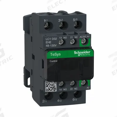 SCHNEIDER Magnetic Contactor: Non-Reversing, 3 Poles, 3NO Contacts, 32 A - Non-Reversing IEC Contactors