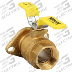 WEBSTONE Manual Two-Way Ball Valve: 1 1/2 in, Brass, Straight, FIP x Flange, Full Port Ball Port (MPN 41406HV). Key specifications — Brand: WEBSTONE; Handle: Tee.