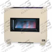 EMPIRE Gas Freestanding Floor Heater: Propane, Visual Flame Cabinet, Unit-Mounted, 5 in Vent Dia (MPN RH50BLP). Key specifications — Thermostat Included: Unit-Mounted; Brand: EMPIRE; Fuel Type: Propane; Overall Dimensions - H x W x D: 29-9/16 in x 34 in x 23-3/16 in.