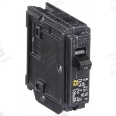 SQUARE D Miniature Circuit Breaker: 15 A, 120V AC, Single Phase, 10kA at 120V AC, 1 Poles, Std (MPN HOM115). Key specifications — Phase: Single; Amps: 15 A; AC Voltage Rating: 120V AC; Max. AIR Rating: 10kA at 120V AC; For Use With: Homeline Load Center; Brand: SQUARE D.